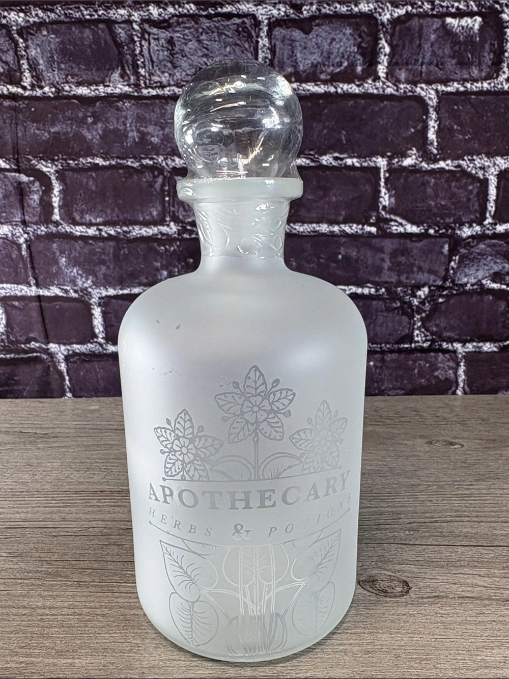 Apothecary Herbs And Potions Frosted Glass Bottle with Stopper
